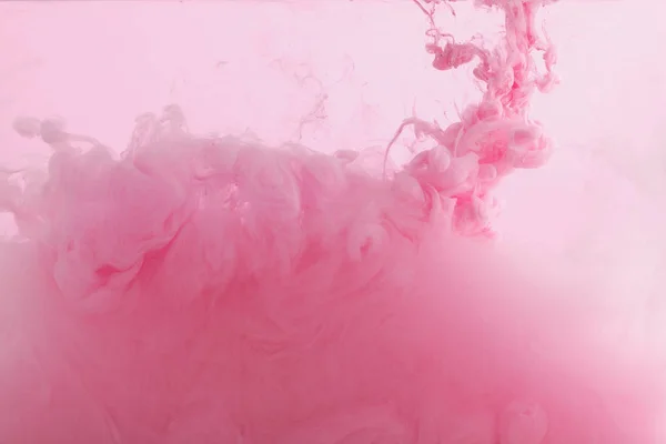 Close View Pink Paint Swirls Mixing Water — Stock Photo, Image