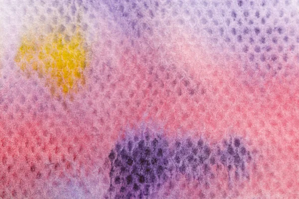 Close View Yellow Purple Watercolor Paint Spills Textured Background — Stock Photo, Image