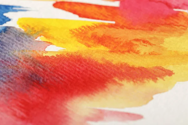 Close View Colorful Watercolor Paint Spills White Background — Stock Photo, Image