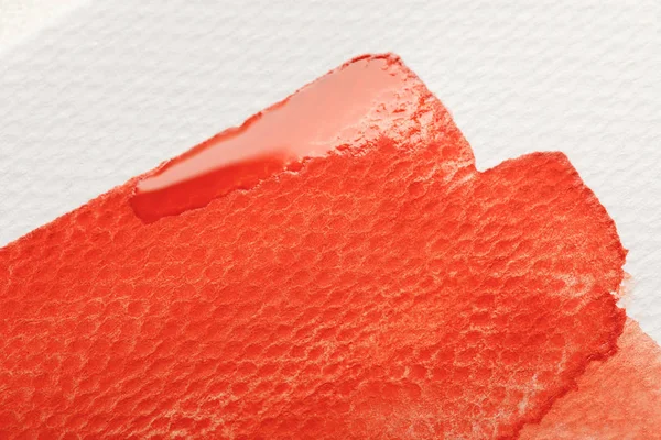 Nahaufnahme Der Roten Aquarellfarbe Pinselstrich Auf Weißem Hintergrund — Stockfoto