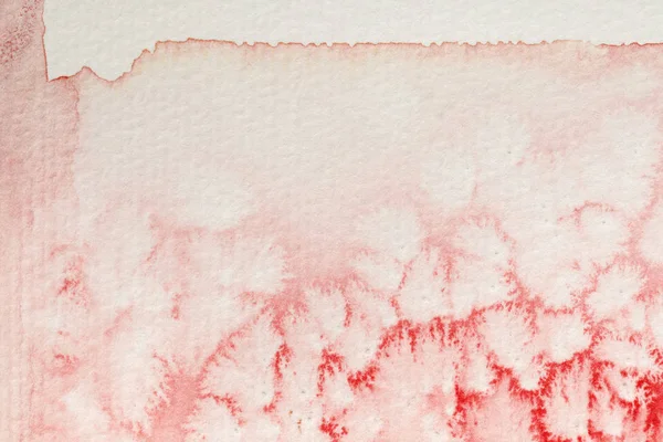 Close View Red Watercolor Painting Spill White Textured Paper Background — Stok Foto