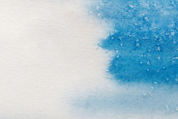 Kék Akvarell Festék Fehér Textúrájú Háttérrel Másolási Tér — Stock Fotó