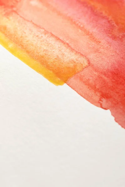 Close View Yellow Red Watercolor Paints White Background Copy Space — Stock Photo, Image