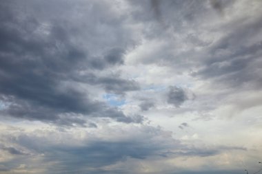 Overcast clouds on blue sky with copy space
