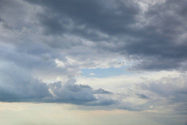 Blue sky with overcast clouds and copy space