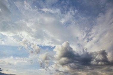 view of grey and white clouds on blue sunlight sky background  clipart