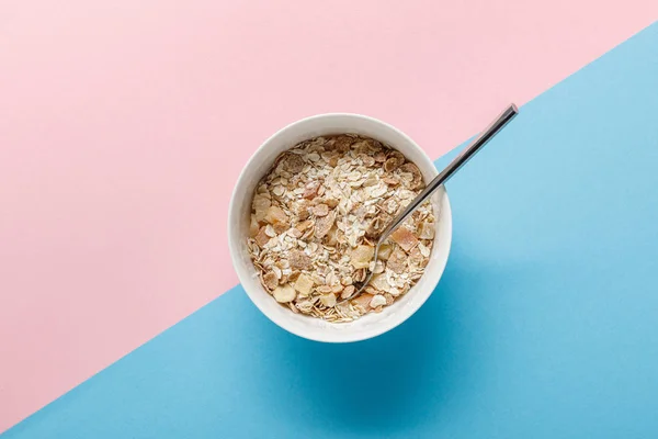 Vue Dessus Des Céréales Pour Petit Déjeuner Dans Bol Sur — Photo