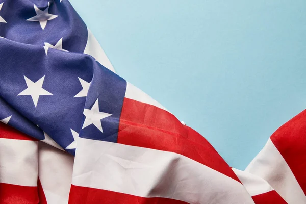 Close View American Flag Blue Background Copy Space — Stock Photo, Image