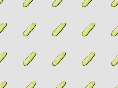 top view of cucumber slices on white background, seamless pattern clipart