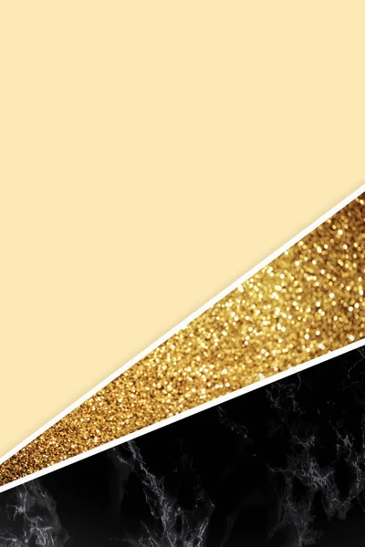 Geometric Background Golden Glitter Black Marble Light Yellow Color — Stock Photo, Image