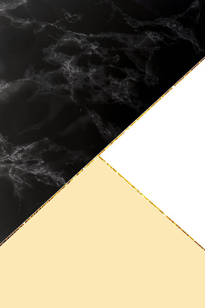 geometric background with black marble, white and light yellow colors 