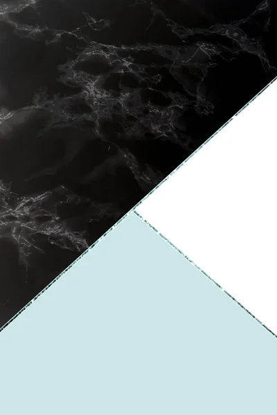 Sfondo Geometrico Con Marmo Nero Bianco Azzurro Colori — Foto Stock
