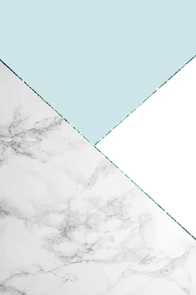 Fond Géométrique Avec Marbre Gris Blanc Bleu Clair — Photo