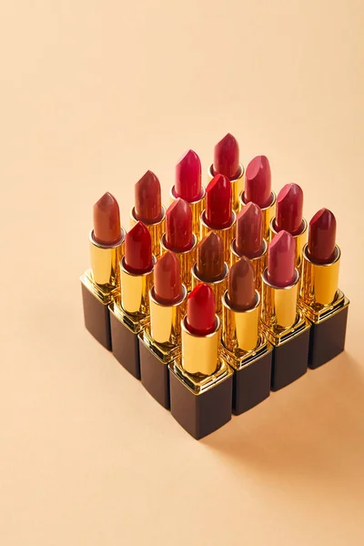 Close Various Lipsticks Beige — Stock Photo, Image