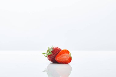 delicious red sweet strawberries on white background clipart