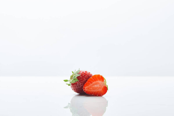 delicious red sweet strawberries on white background