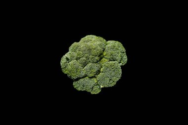 top view of fresh organic cauliflower isolated on black clipart