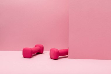 pembe parlak halter pembe arka plan üzerinde havada levitating