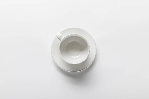 Top View Empty White Cup Saucer White Background — Stock Photo, Image