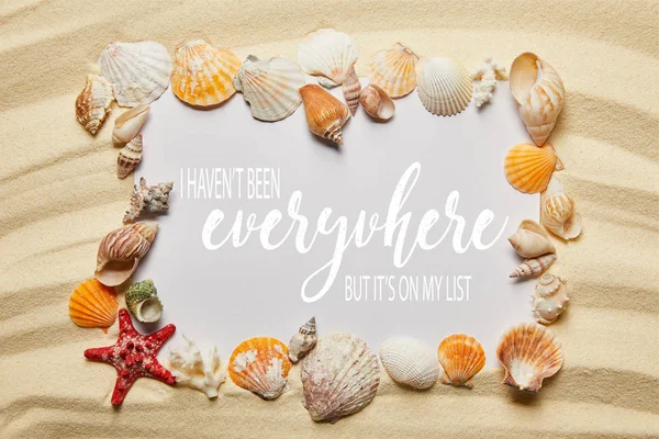 Frame Seashells Placard Have Been Everywhere List Letting Sandy Beach — Stock Photo, Image