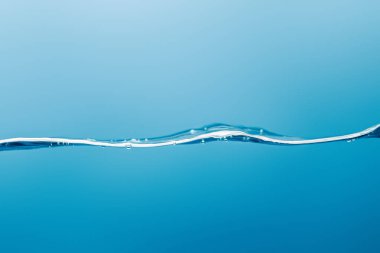 transparent pure water wave with droplets on blue background clipart
