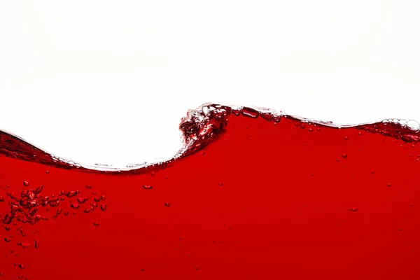 Líquido Ondulado Brilhante Vermelho Com Bolhas Isoladas Branco — Fotografia de Stock