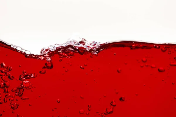 Rouge Liquide Brillant Avec Onde Bulles Isolées Sur Blanc — Photo