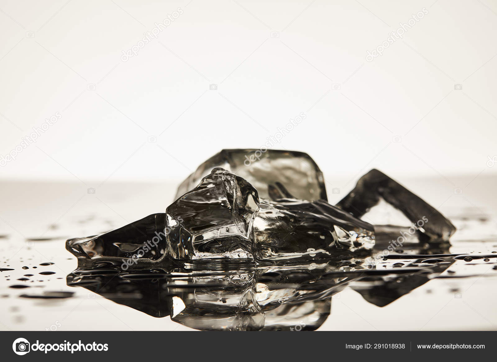 Stack Melted Transparent Ice Cubes White Background — Stock Photo ...