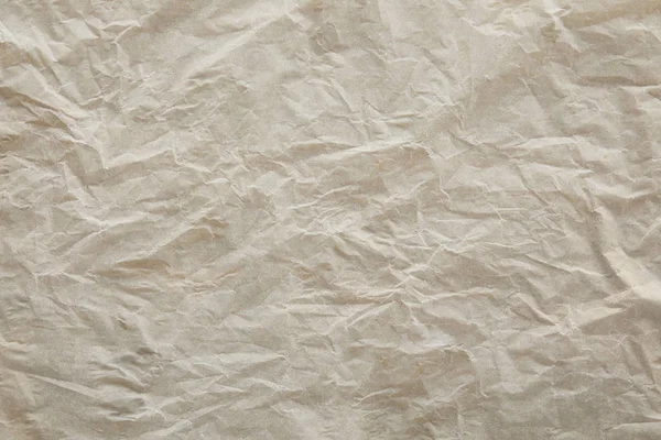 Top View Beige Crumped Parchment Paper Surface Copy Space — Stock Photo, Image