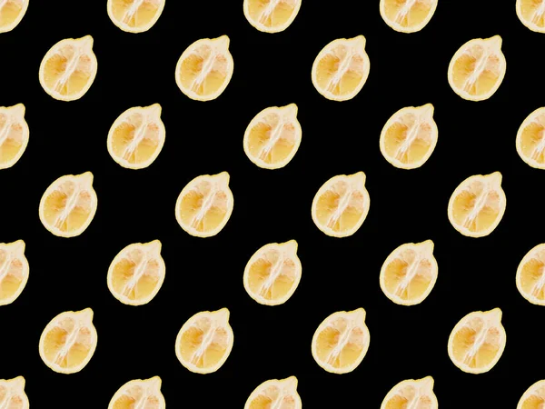 Візерунок Тла Розрізаними Лимонами Ізольовані Чорному — стокове фото