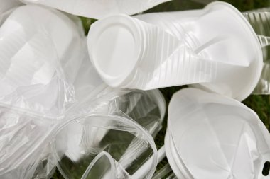 close up view of stack of crumpled plastic cups  clipart