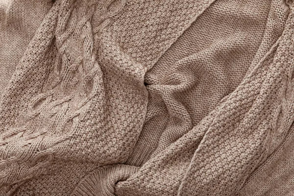 Top View Knitted Cozy Brown Sweater — Stock Photo, Image