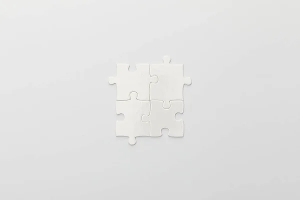 Vue Dessus Partie Terminée Puzzle Sur Fond Blanc — Photo