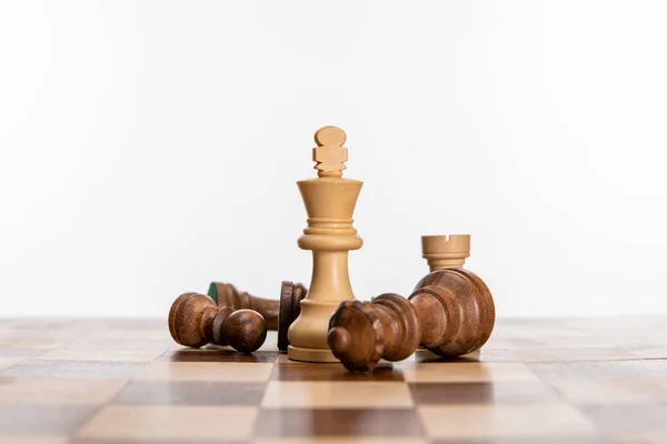 Chess Figures Chessboard Isolated White — Stock Photo, Image