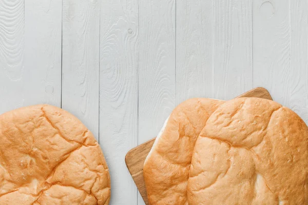 Top View Lavash Bread White Wooden Surface — Stock Photo, Image