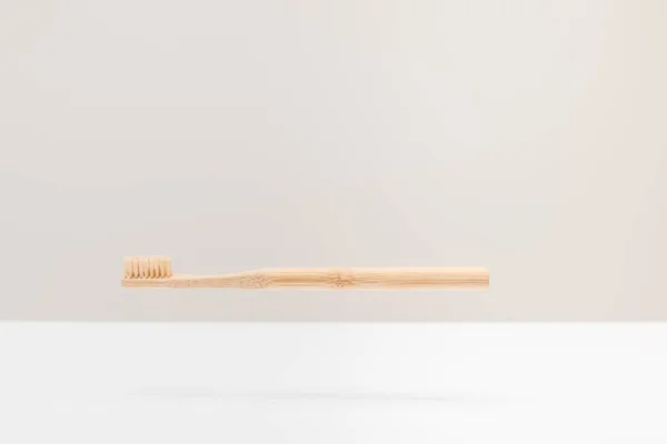 Wooden Toothbrush White Surface Isolated Gray — Stock Photo, Image