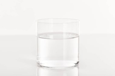 clear fresh water in transparent glass isolated on white