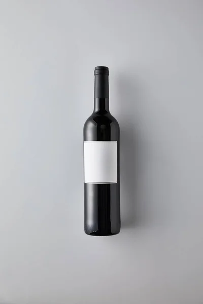 Top View Bottle Red Wine Blank Label White Background — Stock Photo, Image