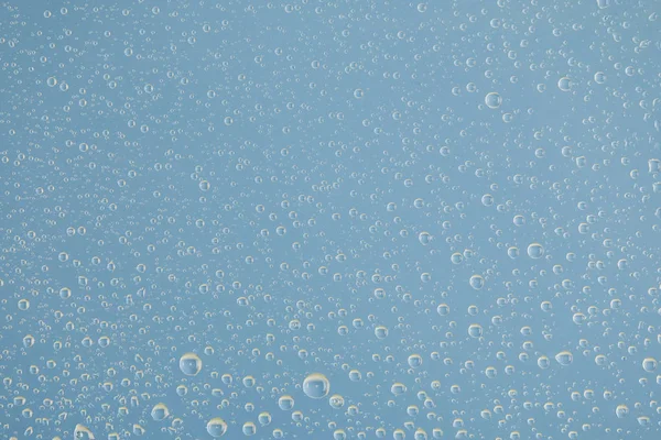Clear Transparent Water Drops Blue Background — Stock Photo, Image