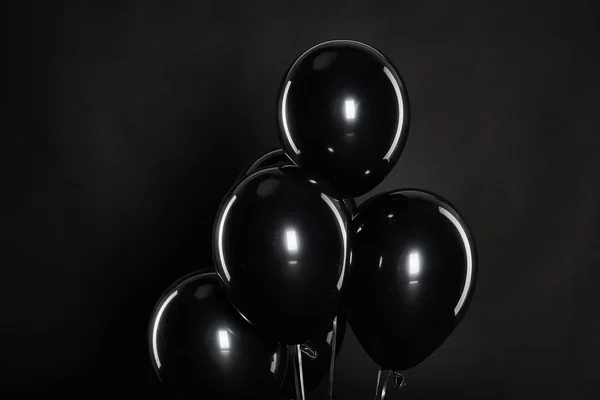 Bouquet Ballons Noirs Isolés Sur Balck Concept Black Friday — Photo
