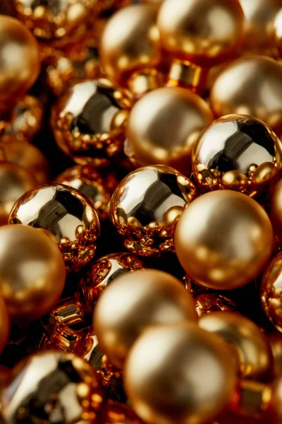 Close View Shiny Golden Christmas Baubles — Stock Photo, Image