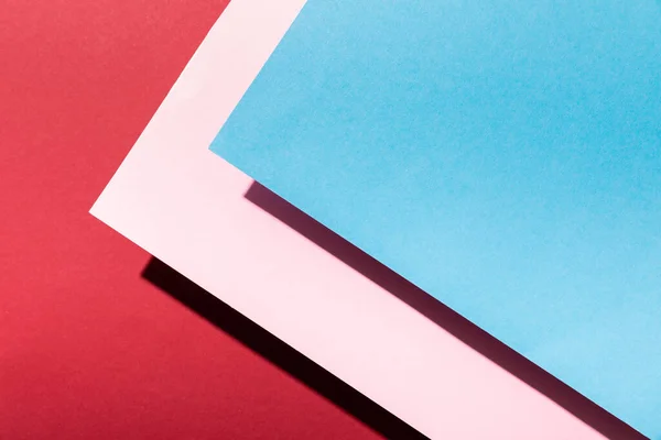 Top View Empty Pink Blue Paper Sheets Crimson — Stock Photo, Image