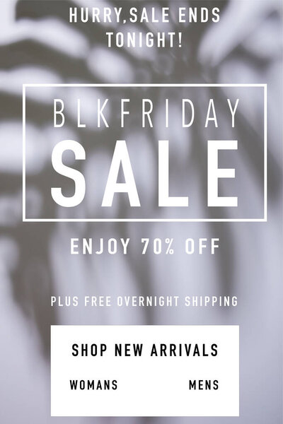 тропическая тень листьев на белом фоне с черной иллюстрацией продажи в пятницу