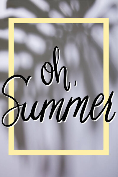 tropical leaf shadow on white background with oh summer illustration