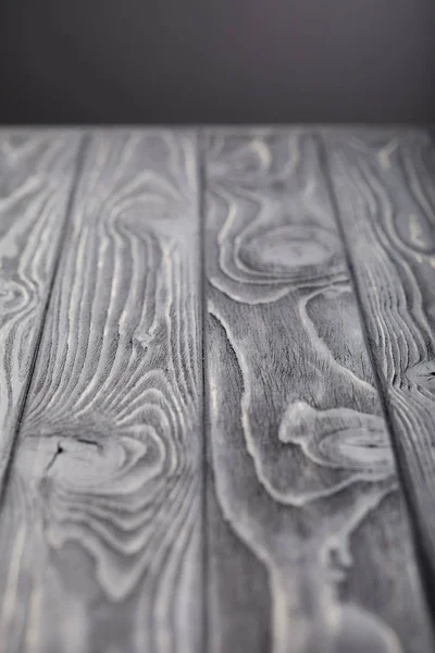 Selective focus of empty wooden grey tabletop — Stock Photo