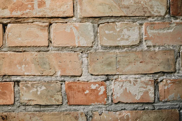 Full frame image of old brick wall with cement background — Stock Photo