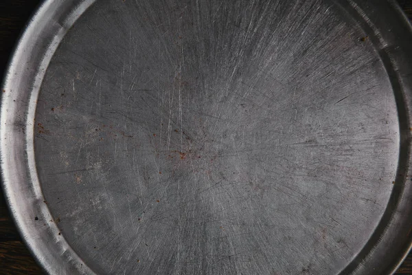 Top view of empty metal kitchen tray — Stock Photo