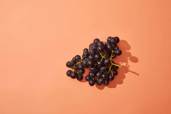 Bunch of fresh ripe sweet grapes on red background — Stock Photo