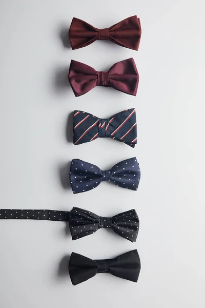 Top view of different bow ties isolated on white — Stock Photo