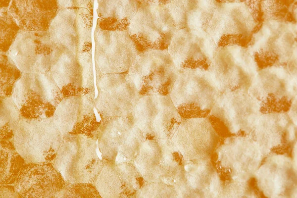 Full frame of organic beeswax with honey as background — Stock Photo